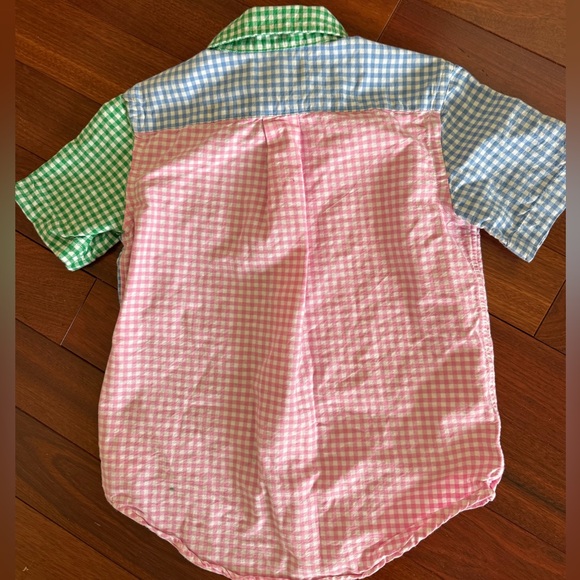 Ralph Lauren Boys Shirt SZ 8 Green Blue Pink Gingham Check Preppy  Short Sleeve - Picture 6 of 6